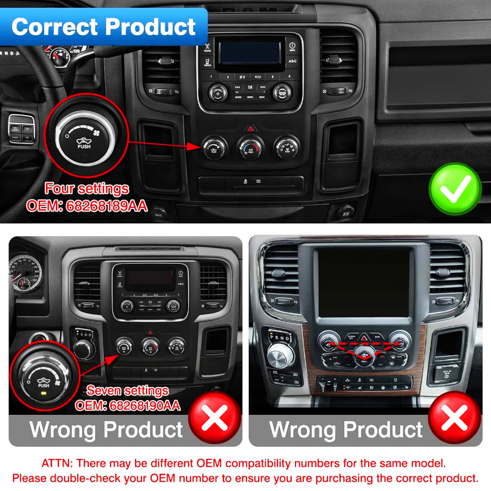 68268189 HVAC Control Switch For RAM 2500 3500,2015-2018,68105021AF,68186217AB,68226600AA