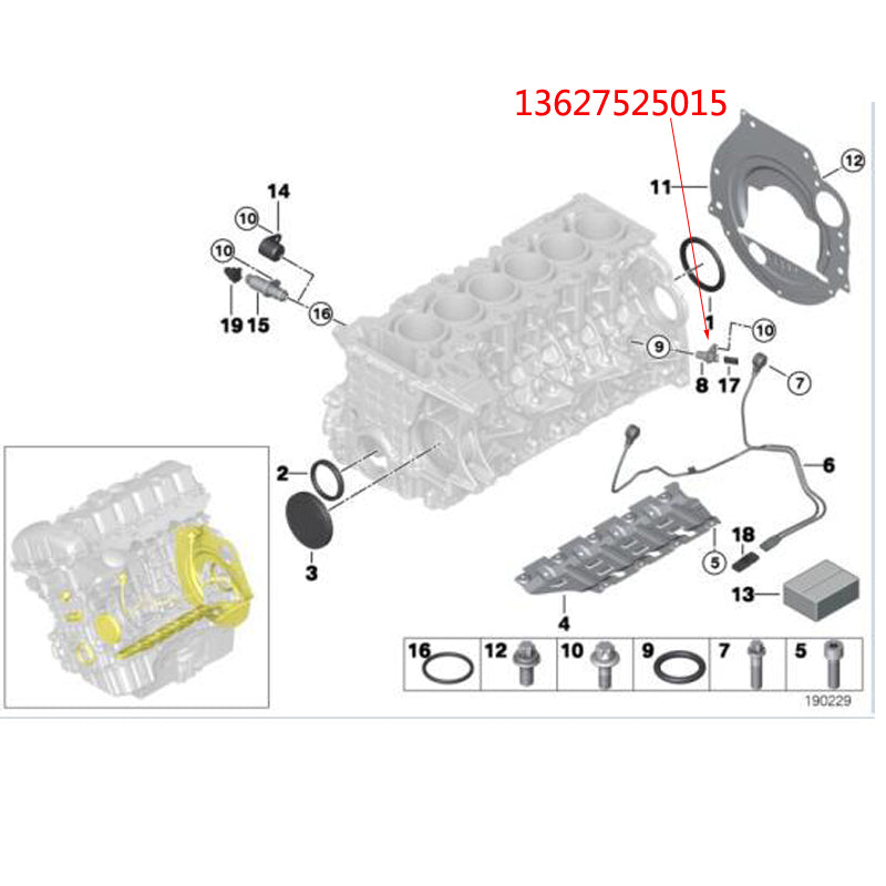 13627525015 Crankshaft Position Sensor for BMW E90 E60 F10 E66 F02 E84 X1 X3 X5 X6 Z4 N52 N54 Engine